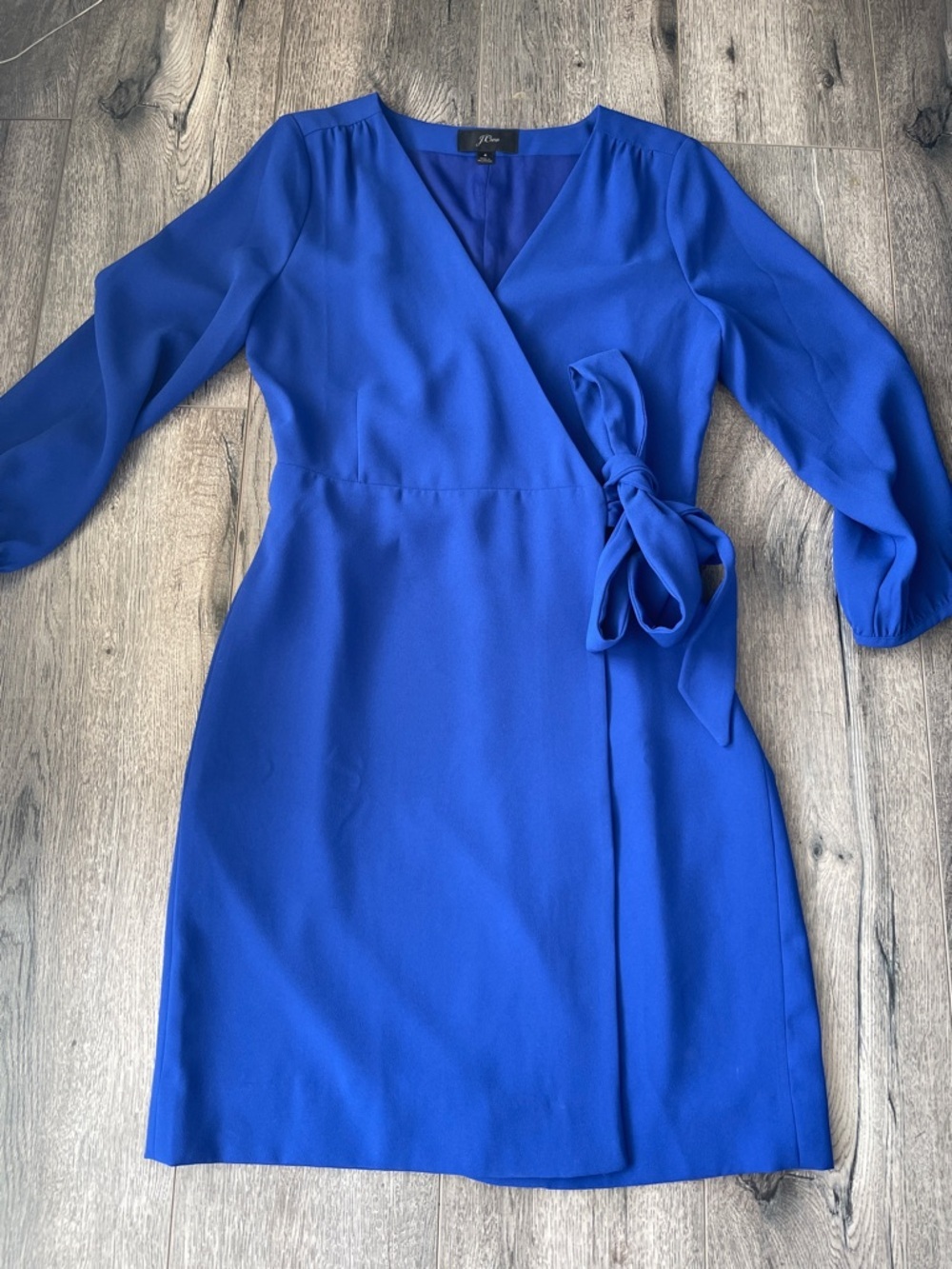 J. Crew Cobalt Blue Faux-Wrap Midi Dress with Side Tie - Picture 6 of 16